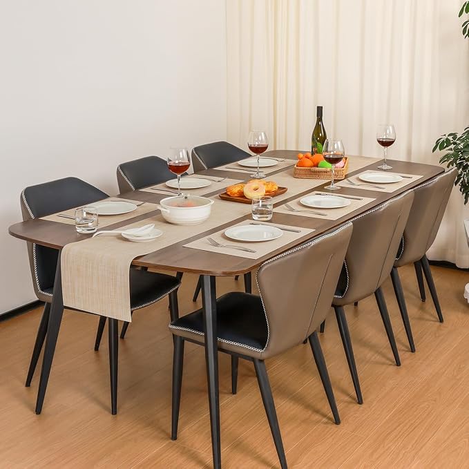 Myir JUN Placemats Set of 8 Kitchen and Dining Table Placemats | Vinyl Placemats Place Mats Indoor/Outdoor Set of 8 Washable Table Mats Non-Slip Place mats for Dining Table, Beige