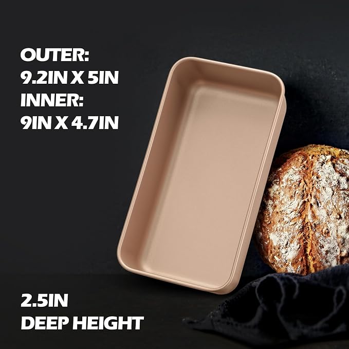 Leonyo 6 Pack Non-Stick 9x5IN Stainless Steel Bread Loaf Pan, Rose Gold | Metal Sandwich Bread Loaf Pans, Bread Pan Tins for Homemade Meatloaf Cakes Brownies Lasagnas, Dishwasher Oven Safe