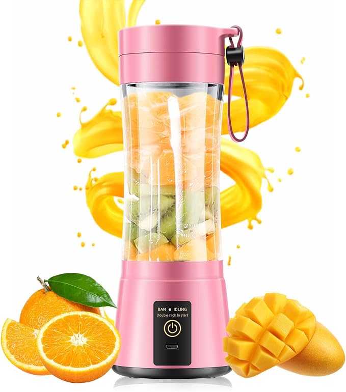 Portable Blender Personal Size Blender Make Smoothies, 12oz Mini Travel Cup | BPA-Free Small Blender with High Blending Speed, 6 Steel Blades, Easy Clean, Freshly Squeezed in Sports/Office/Gym