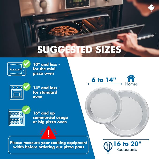 Norjac 10 Inch Pie Pan, 3 Pack, Round Aluminum Baking Pans for Oven, 1.25 Inch Deep, Rust-Free, Durable, Made in Canada