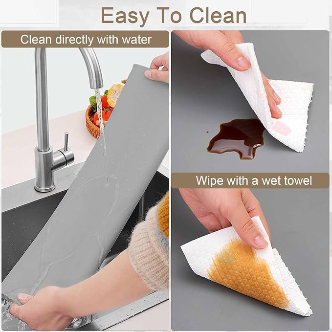 40''x32''(100cmx80cm) Silicone Kitchen Counter Mat, Extra Large Heat Resistant Non-Slip Countertop Protector, Waterproof Multipurpose Mat for Kitchen Island, Light Gray