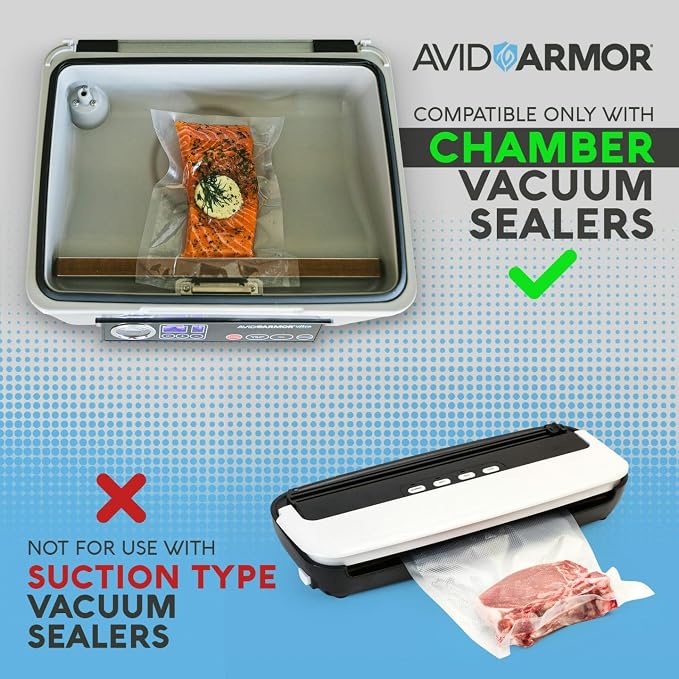 Avid Armor Chamber Vacuum Sealer Bags – 6x10" & 8x12" – 280 Pack – Heavy Duty Commercial Grade, BPA-Free Pouches for Sous Vide, Food Preservation, Meat Storage, Freezing, and Long-Term Storage
