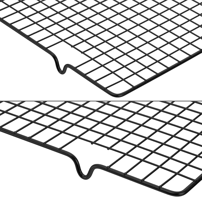 Tebery 4 Pack Black Heavy-Duty Wire Cooking Rack Baking Racks, Nonstick Baking & Cooling Grid for Roasting, Cooking, Grilling, Drying - 16" x 10"