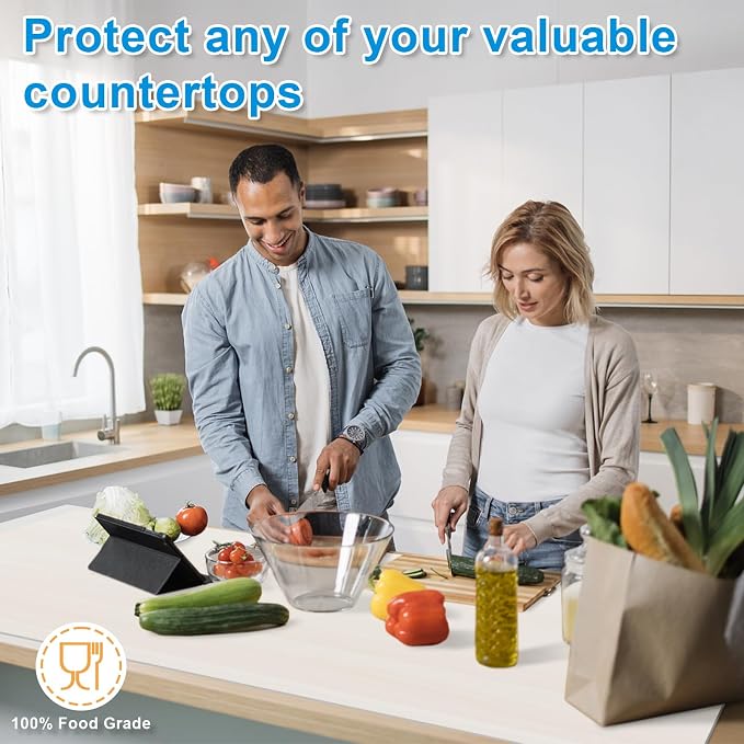 Silicone Mats for Kitchen Counter 47"x23.6"x0.08”, Largest Heat Resistant Mat Shipped Rolled Up Kitchen Island Silicone Countertop Protector Mat Nonslip Extra Large Counter Mat, Translucent | Largest Size, Heat Resistant, Nonslip, Extra Large Counterto...