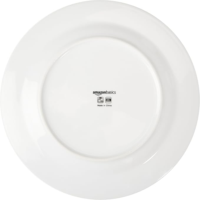Amazon Basics 16-Piece Cafe Stripe Dinnerware Set, Microwave and Dishwasher Safe, Plates, Bowls, Mugs, Service for 4, Blue