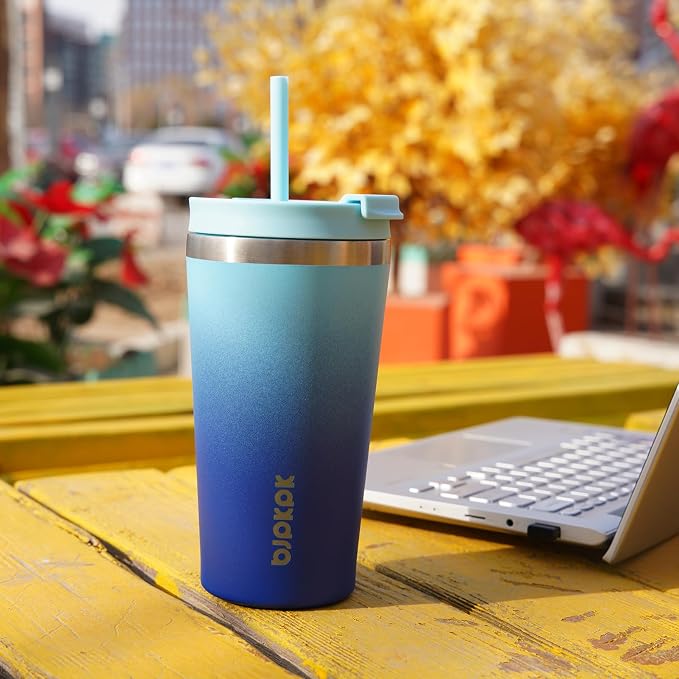 BJPKPK 26 oz Coffee Tumbler with Straw, Insulated Stainless Steel Cup | Double Wall Vacuum, Leak Proof Lid, Keeps Hot/Cold/Iced, BPA Free, Dishwasher Safe, Travel & Outdoor, Laguna