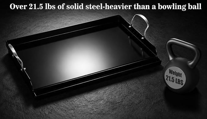 QuliMetal 25" x 16" Cast Iron Grill Griddle Kit, Pre-Seasoned Flat Top Griddle Plate with Scratch-Safe Accessories, Universal Outdoor Griddle for Gas Grill, Charcoal Grill, Camping, BBQ & Tailgating
