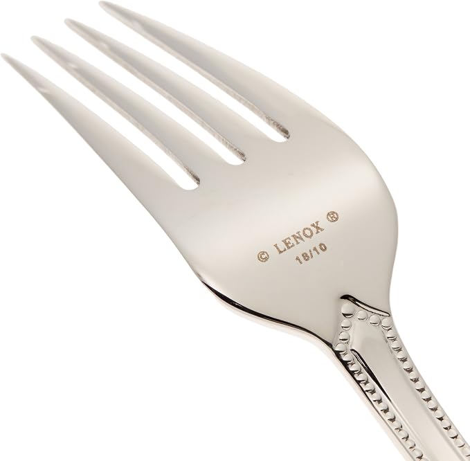 Lenox French Perle 65-Piece 18/10 Silverware Set for 12, Flatware | mirror finish, dishwasher safe | includes serving spoons and utensil set | heavy duty, cutlery set for kitchen and dining