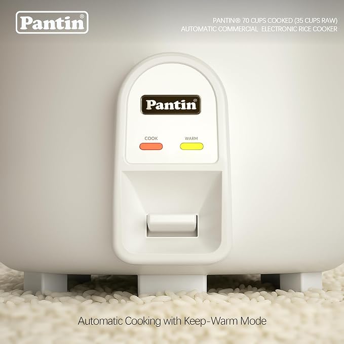Pantin Commercial Electric Rice Cooker – 35 Cups Raw / 70 Cups Cooked Capacity w/Measuring Cup & Scoop – High-Efficiency Large Rice Cooker Commercial Rice Cooker for Restaurants, Hotels and Catering