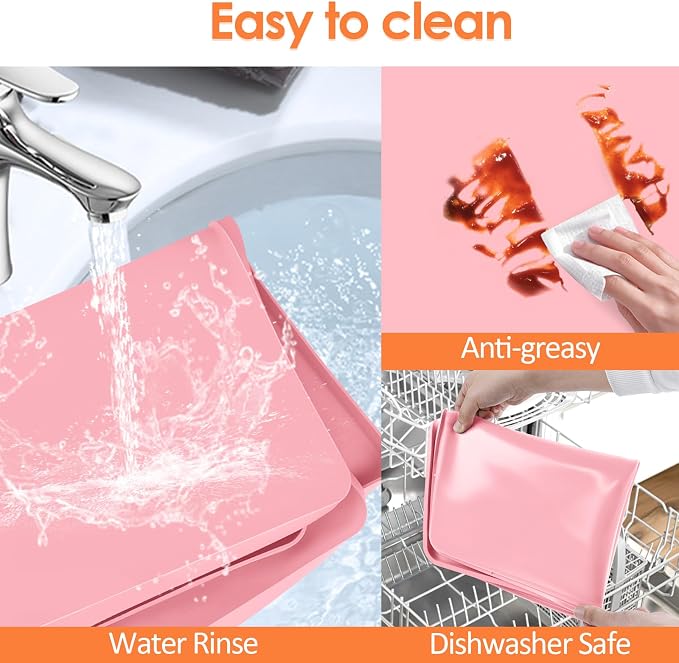 Silicone Coffee Maker Mat with Lip for Countertops, 19.7'' x 15'', Pink | Multi leak-proof coffee tray for countertop, non-slip silicone tray for under coffee machine espresso accessory, wipe-clean