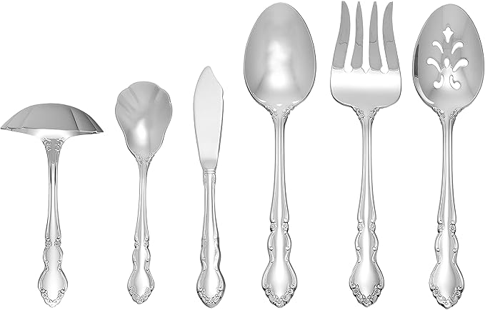 Oneida Dover 6-Piece Serving Set | mirror finish, dishwasher safe | heavy duty, cutlery set for kitchen and dining, serving utensil set