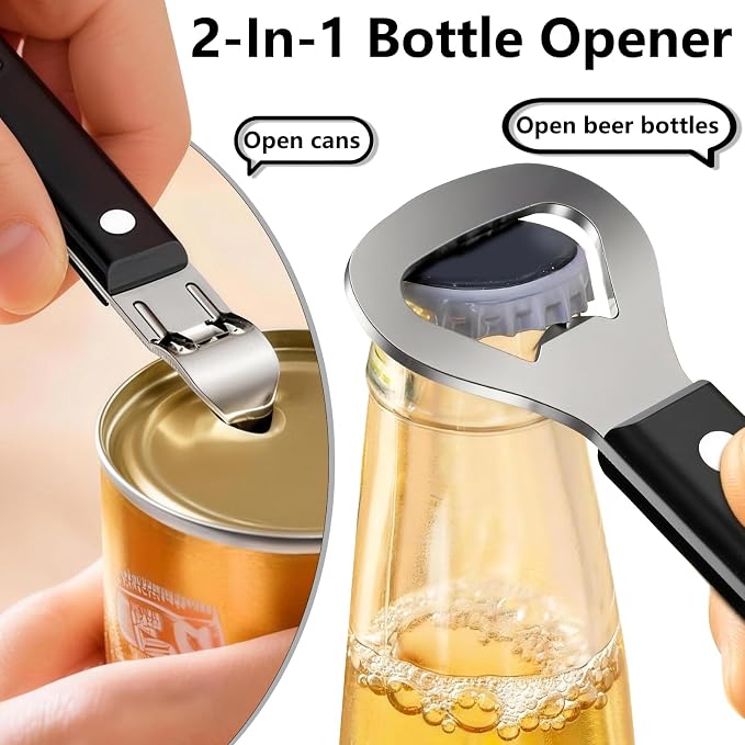 5-Piece Stainless Steel Can Opener Set, Manual Can Openers | Smooth Edge, Easy-To-Use, Ergonomic Grip, Heavy Duty, Bottle Opener, Peelers, Kitchen Scissors, Dishwasher Safe, For Seniors