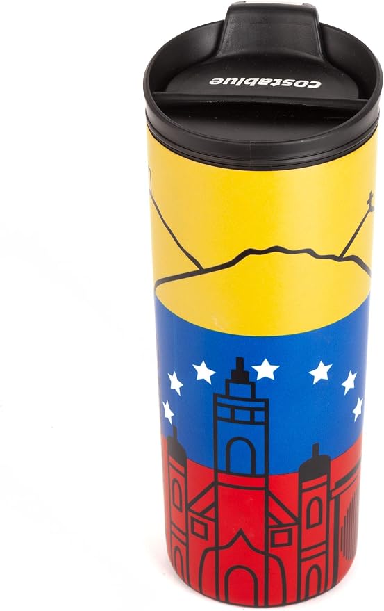 Venezuela Vacuum Insulated Stainless Steel Thermal Travel Mug, 16 oz, Easy Clean, Flip leak Proof Lid Venezuelan Flag