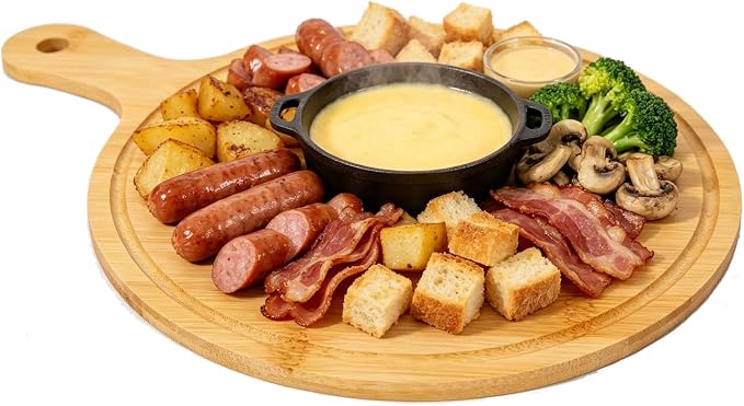 10pcs Round Wood Cutting Boards set with Handle, 10" Bamboo Laser Engraving Charcuterie Boards Bulk for Kitchen, Wooden Serving Tray for Pizza, Bread, Cheese, Charcuterie, Fruit, Vegetables