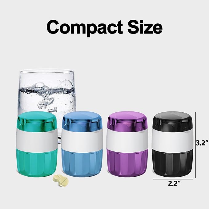 DUBSTAR 3-in-1 Pill Crusher Fine Powder Pill Grinder Pill Cutter Green | Pill Crushers for Elderly and Pet with Pill Storage and Brush, Pill Splitter for Small or Large Pills
