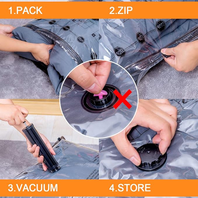GONGSHI Vacuum Storage Bags, Space Saver Seal Bags For Clothing, Travel Luggage,Blankets, Comforters, Pillows, Clothes Storage.10 Jumbo
