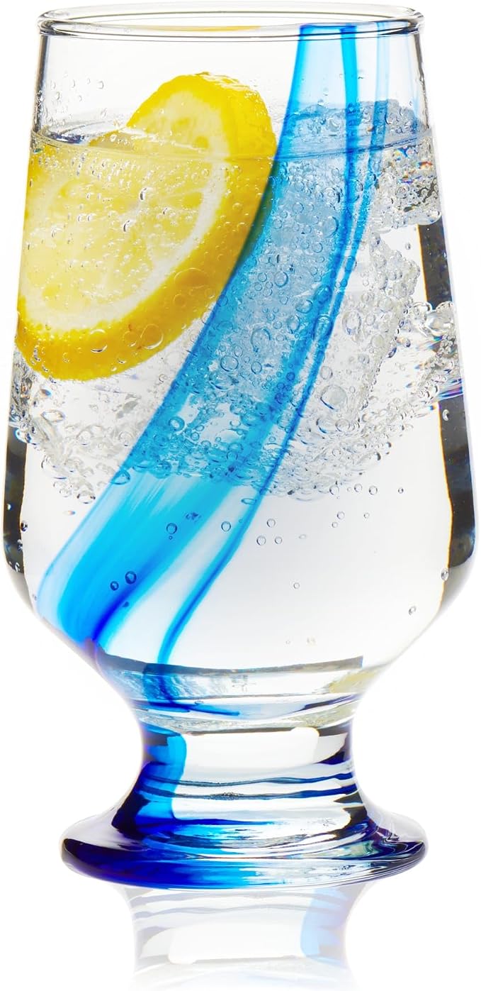 Libbey Blue Ribbon Goblet Glasses, Artisan Inspired, Durable Water Goblets Set of 8, Clear, Stemmed Water Glasses to Showcase Sodas, Cocktails