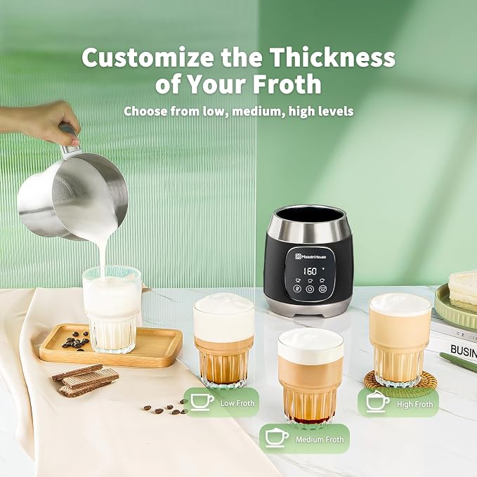 Maestri House DualFro 600 Milk Frother and Steamer 21oz/600mL | Variable Temp 4 Settings & 3 Froth Levels, Memory Function for Latte Cappuccino Hot Chocolate, Dishwasher Safe,Brush Included