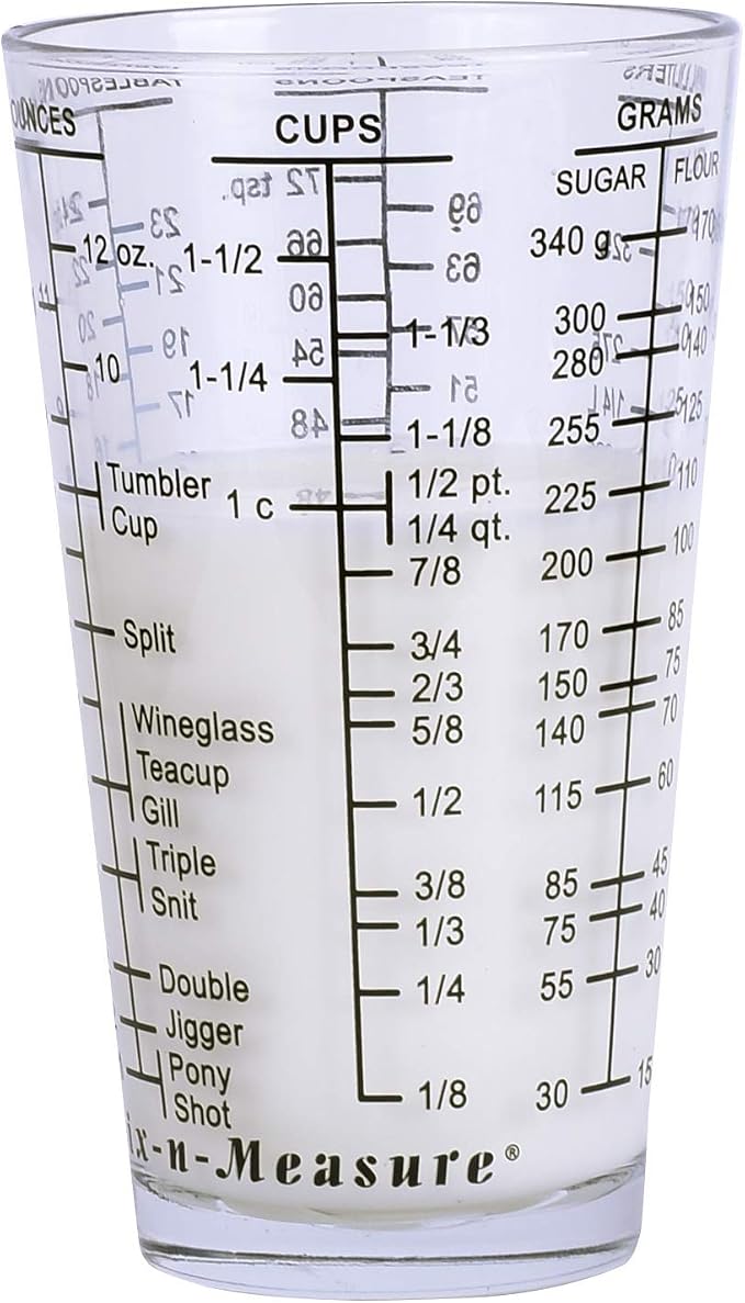 Kolder 26100 Mix N Measure Glass, Heavy Glass, Multi-Purpose Liquid and Dry Measuring Cup