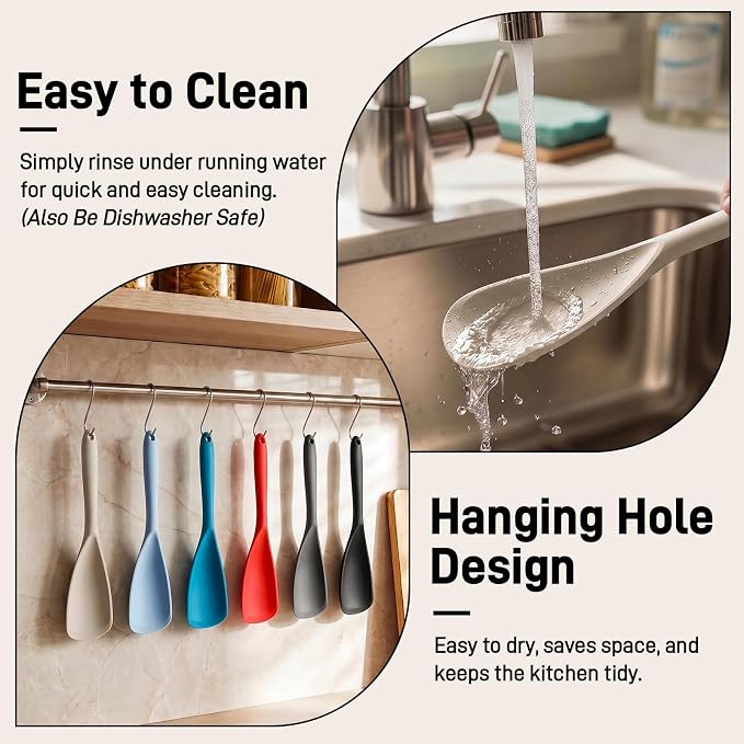 3 PACK Silicone Cooking Spatula & Spoon for Nonstick Cookware | Multifunction Spoonula for Baking, Cooking, Serving, Mixing, Stirring, Scoop, Scrape - One-Piece Formed, Dishwasher Safe