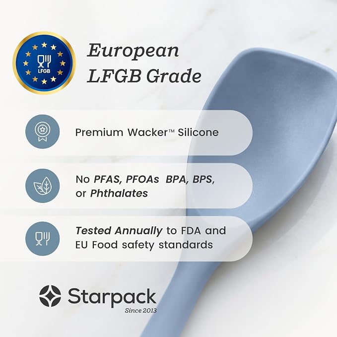 StarPack XL Spoonula The All-Rounder 13.5 Inch - LFGB Silicone Spoon Spatula, 600°F Heat Resistant, BPA-Free - One-Piece Seamless, Dishwasher Safe - for Nonstick Cookware and