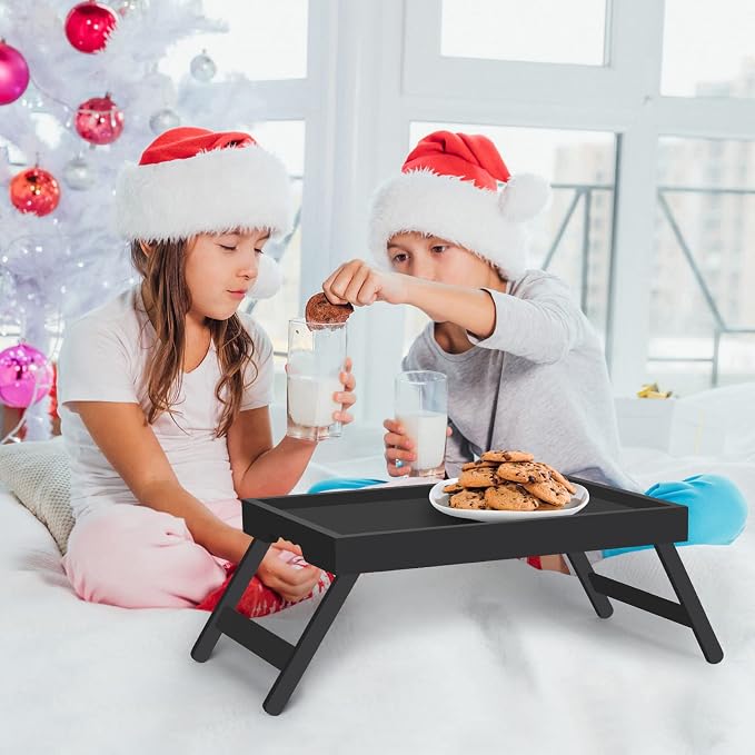 Artmeer FSC 100% Bamboo Bed Tray with Folding Legs, X-Large, Black | X-large FSC 100% bamboo bed tray with folding legs, handles and extra legroom for meals, laptops and reading.