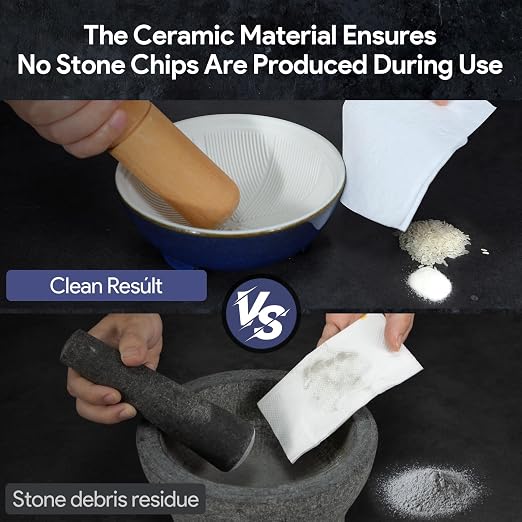 4Pcs Small Ceramic Mortar and Pestle Set with Silicone lids | 1.25 Cup Bowl, Lightweight with Grinding Ridge, High Efficiency Grind Spices, Fresh Guacamole, Spice, Herb, Color-Coded, Gift