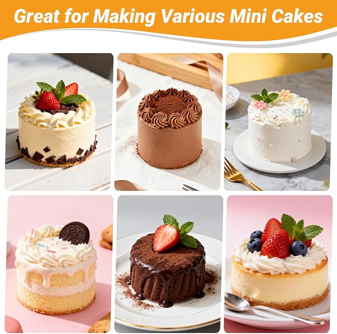Beasea 4 Inch Cake Pan, 2 Pack Aluminum Alloy Mini Round Cake Pans with Removable Bottom, Cheesecake Tin Mold for Baking Oven Bakeware