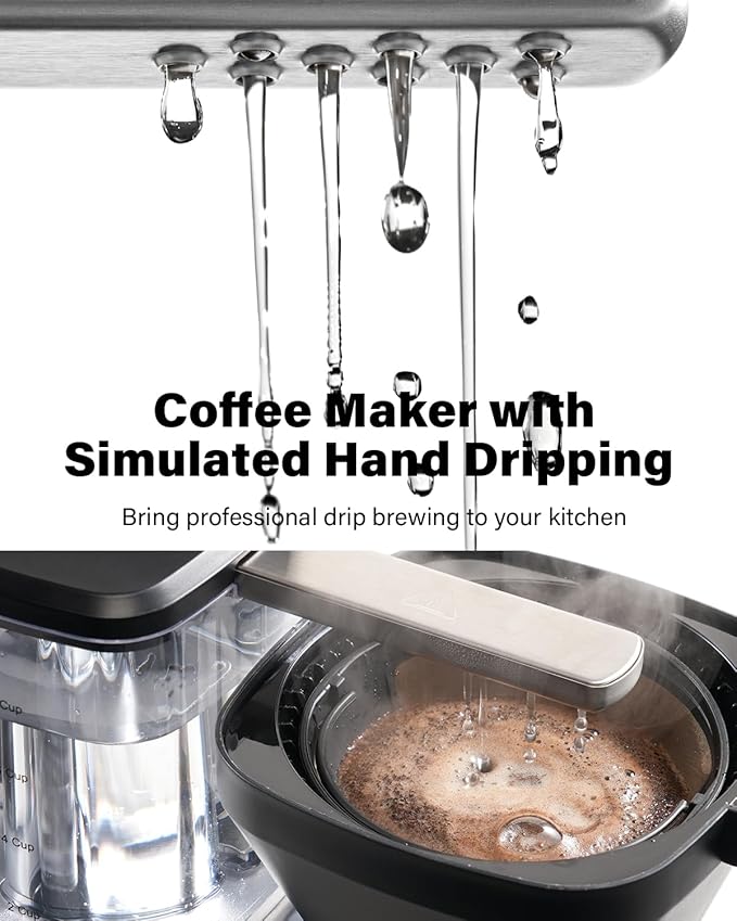 SHARDOR 8-Cup Drip Coffee Maker with Reusable Filter and Glass Coffee Pot，Black and Sliver
