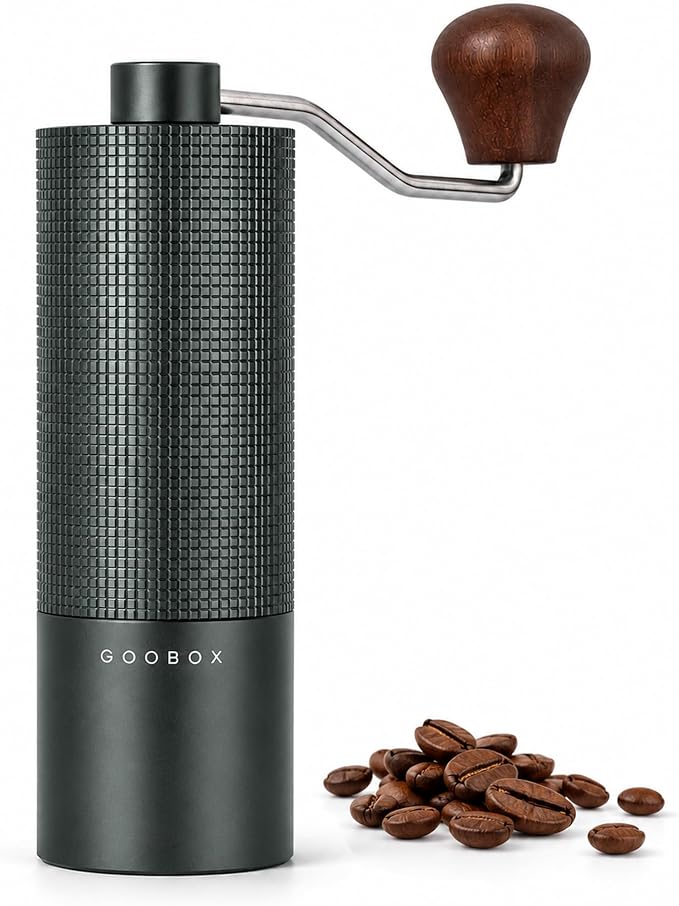 Portable Manual Coffee Grinder, Adjustable Stainless Steel Burr | Portable Aluminum Coffee Grinder with 28-Click Settings for Espresso, Pour Over and French Press