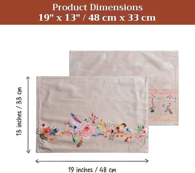 Maison d' Hermine Placemats Set of 4 Reusable 100% Cotton (13"x19") | Cloth Place Mats Washable Table Mats for Kitchen Dining Party Wedding Hotel Home Restaurant Spring Summer - Ibiza - Beige