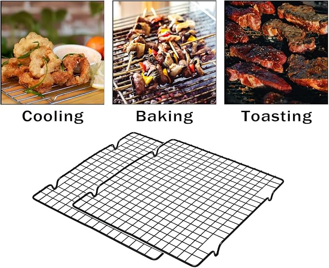 2 Pack Cooling Rack for Baking Cooking, 11" * 10" Squares Wire Racks | Small, Squares Grids, Oven Safe Cookie Cooling Rack, Roasting, Grilling, Drying