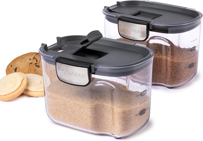Progressive International ProKeeper+ Clear Plastic Airtight Food Baker's Kitchen Storage Organization Container Canister Set with Magnetic Accessories, 2- Piece Set (Specialty Sugar 1.5-Quart)