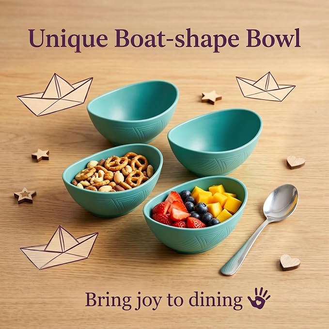 10oz Wheat Straw Bowls Set of 6, Unbreakable Plastic Bowls Reusable for Cereal, Snack, Dessert, Side Dish, Small Prep Bowls, Microwave Safe Bowls for Kitchen, Party, Camping - Green