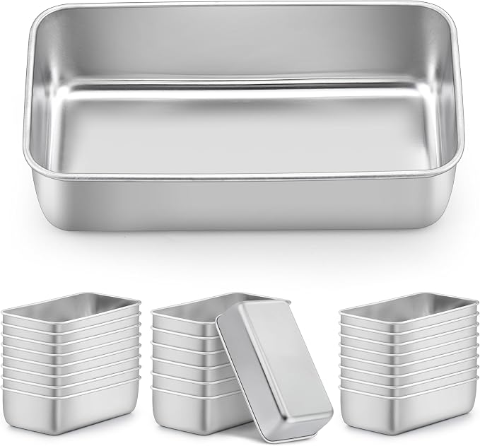 LIANYU Loaf Pans 24 PCS, 9x5 Inch Stainless Steel Bread Baking Pans | Loaf Tins for Sourdough, Sandwich, Meatloaf, Dishwasher Safe, No Coating & No Toxic, Bulk Set for Bakery & Commercial Use