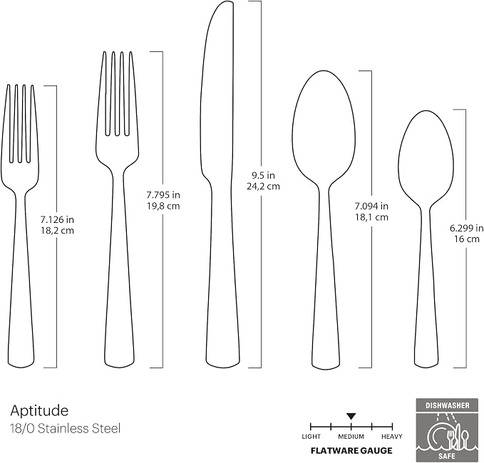 Oneida Aptitude Champagne Satin 20-Piece Silverware Set for 4, Flatware | satin finish, dishwasher safe | includes knives, forks, and spoons | cutlery set for kitchen and dining