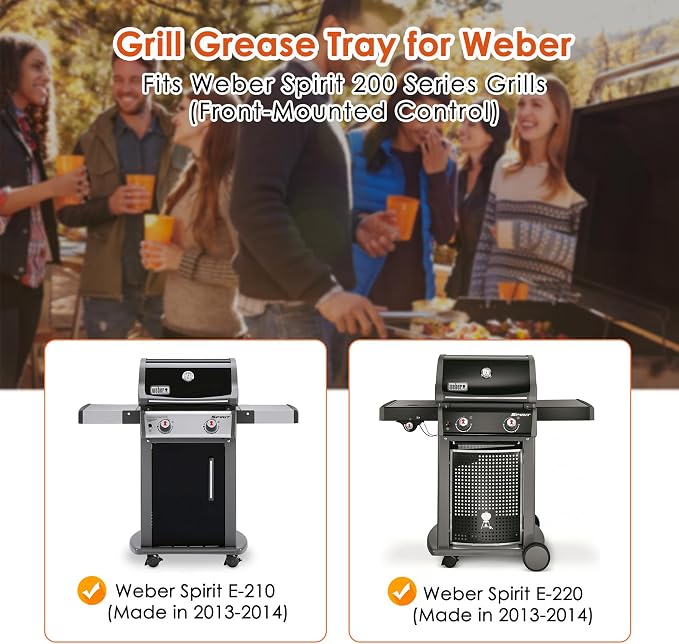 69803 Grease Tray for Weber Spirit 210 and 220 (2013 and 2014) | Drip Pan Tray for Spirit S210 S215 S220 E210 E215 E220, Spirit 2 Burner Grills, Grease Tray for Weber 69803