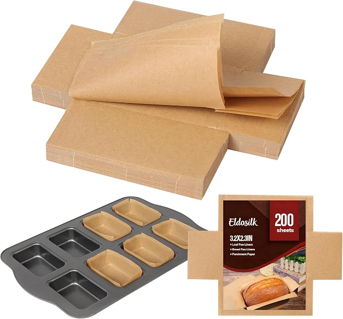 200Pcs Mini Loaf Parchment Liners 3×2 Inch | Disposable Non-Stick Baking Paper, Perfect For Banana Bread, Meatloaf, Nut Bread & All Mini Loaf Pans