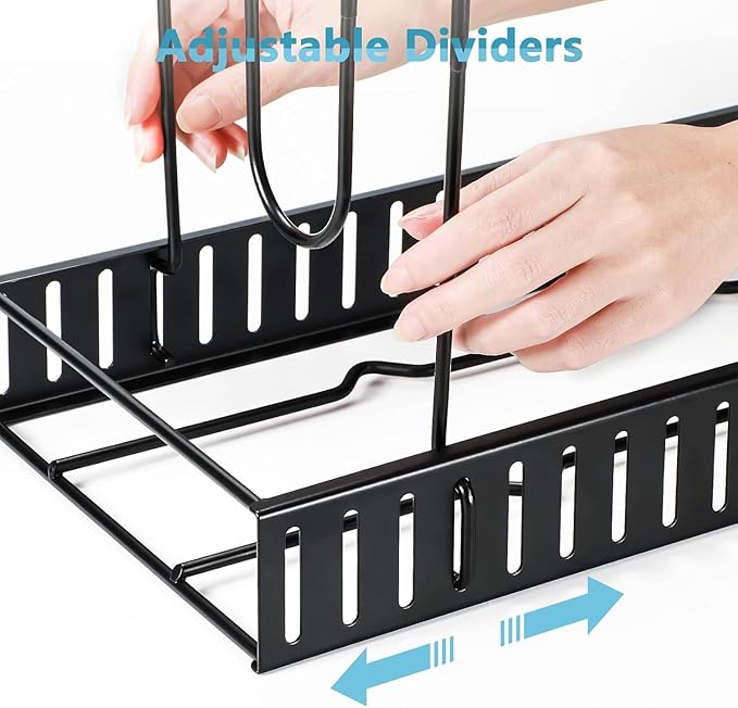 Pots and Pans Organizer Under Cabinet 16.6" 8-Tier Adjustable 2-Pack | 3 DIY Modes, Tool-Free Assembly, Non-Slip, Fits Lightweight Pots Up to 11", For Kitchen Cabinets, Shelves & Countertops
