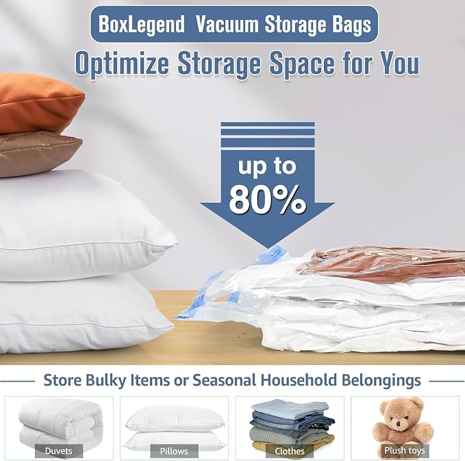 BoxLegend 10 Jumbo Vacuum Storage Bags with 1500mAh USB Electric Pump 31.5’’x39.37'' Thickened Vacuum Seal Bags for Large Down Jackets Comforters Bedding & Pillows Clothing Space-Saving Home Storage
