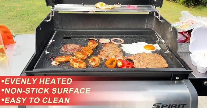 Full Size Spirit 200 Griddle Inserts for Weber GS4 Spirit II & I 200 Series | Fits Spirit 2 Burner E/S 210 220, S-215 Gas Grill Parts, Flat Top Griddle replaces Weber 7637 64815, PFOA-free carbon steel