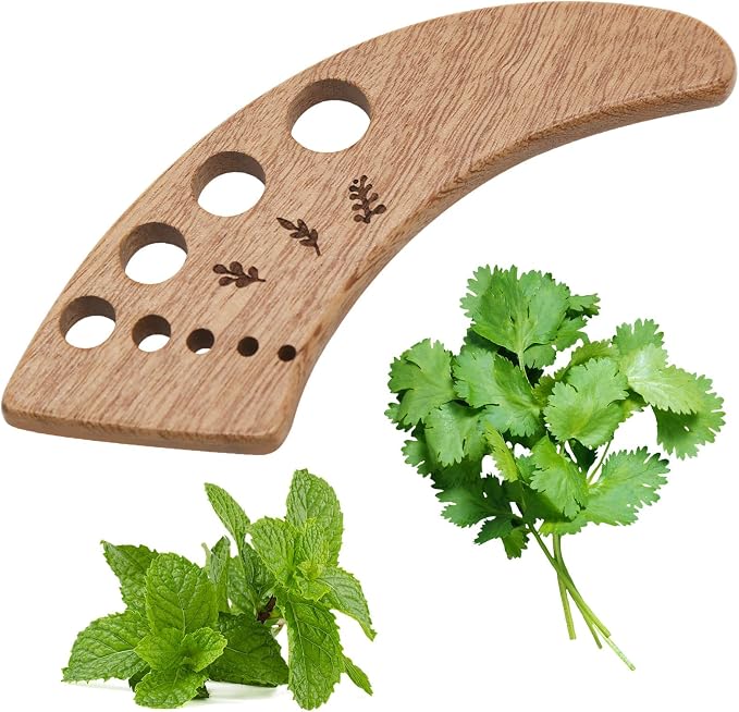 Wooden Crescent-Shaped Vegetable Separator, Pottery Herb Stripper Tool Supplies, Fun Kitchen Gadgets, Exquisite Herb Stripper Bowl Gifts for the Kitchen Suitable for Home Use & Chefs