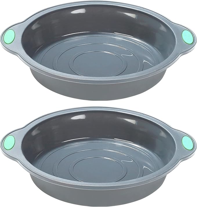 9 Inch Silicone Round Cake Pans, 2 Pack Nonstick Silicone Baking Pans Set, Food Grade Cake Molds, with Metal Reinforced Frame More Strength