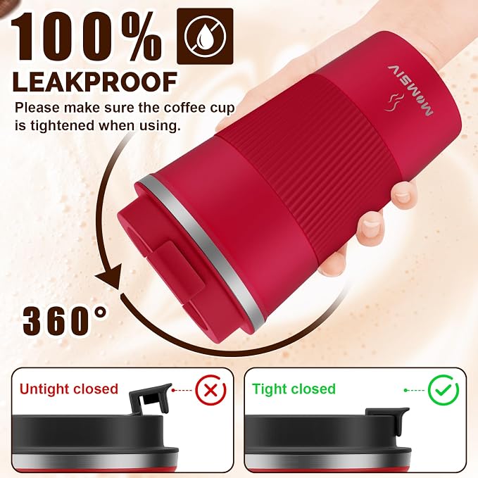 MOMSIV 17oz Travel Coffee Mug, Insulated Coffee Cup with Leakproof Lid | 6-Hour Heat Retention, 360°Leak proof, Vacuum Stainless Steel Double Walled, BPA-free, Reusable And To Go Coffee Mug