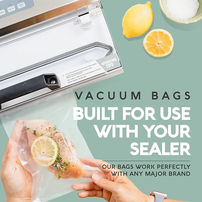 Avid Armor Food Vacuum Sealer Bags – 100-Pack, 10x13” Quart + Freezer Bags | Clear Food Storage Bags with Deep Embossed Airtight Suction – Heat Resistant, Non-BPA Meal Prep Bags with Easy Tear Notch