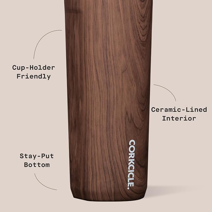Corkcicle Commuter Cup Travel Mug - Insulated Coffee Mug with Lid - Keeps Drinks Cold 18 Hours - 360° Spill-Proof Sip Lid - Holiday Gift - Great for Gifting Warmth - 17 oz - Walnut World