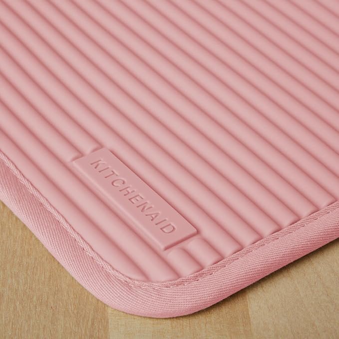 KitchenAid Ribbed Soft Silicone Pot Holder 2-Pack Set, Dried Rose, 7"x9"