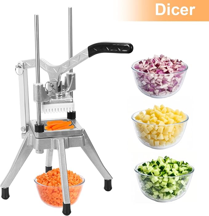 Commercial Vegetable Fruit Chopper W/6-Wedge Slicer&1/4″&3/8″&1/2" Blade Professional Food Dicer French Fry Cutter Onion Slicer Stainless Steel For Tomato Peppers Potato Mushroom | Professional prep tool for restaurants, catering & commercial kitchens....