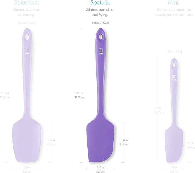 DI ORO Large Silicone Spatula - 600F Heat Resistant, Lavender | Rubber scraper for baking, mixing, and frosting; Won't scratch nonstick pots and pans; BPA-free and dishwasher safe