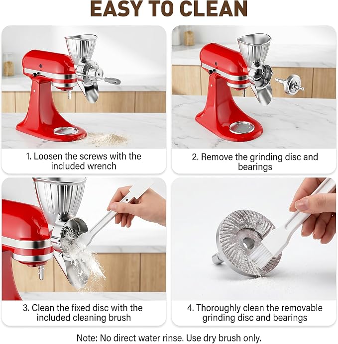 COFUN Grain Mill Attachment for Kitchen Aid Mixer | 9 Adjustable Levels All Metal Flour Mill, Fit for Wheat, Corn, Oats, Buckwheat, Millet, Coffee Beans & Dry Low-Oil Grains
